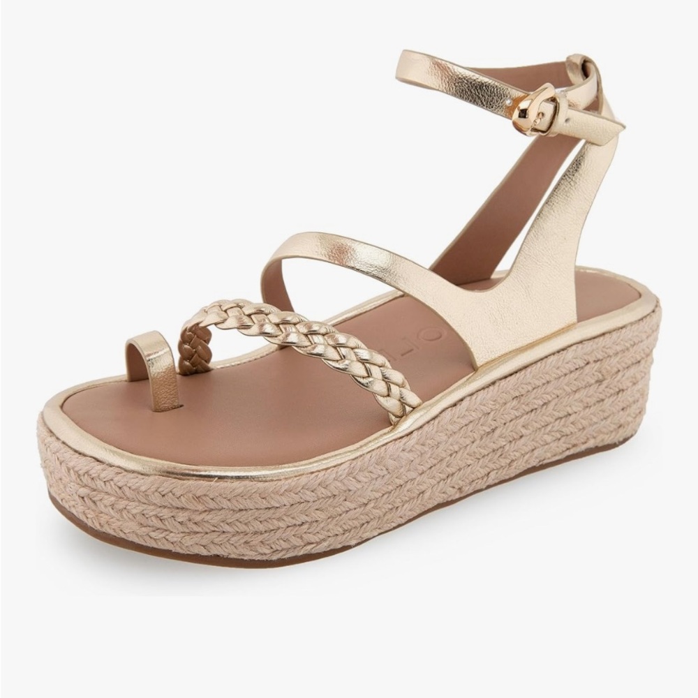 AEROSOLES Gold Espadrille Platform Sandals